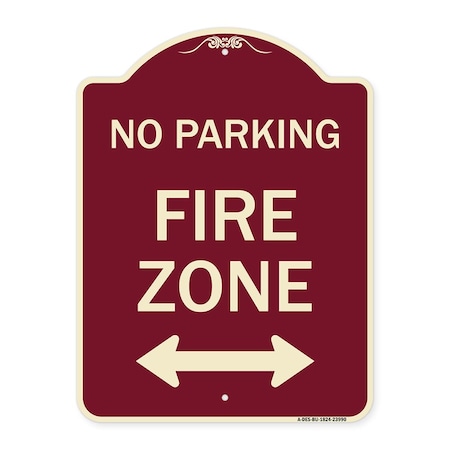 Signmission Fire Lane with Bidirectional Arrow Heavy-Gauge Aluminum Architectural Sign, 24" x 18", BU-1824-23990 A-DES-BU-1824-23990